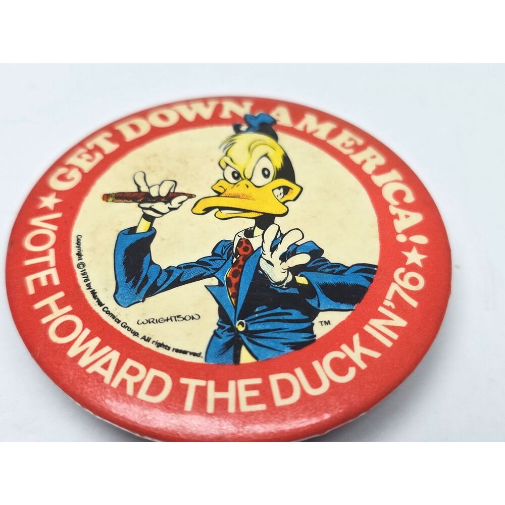 Vintage Howard the Duck Pinback Button 1976 Marvel Comics Bernie Wrightson 70s